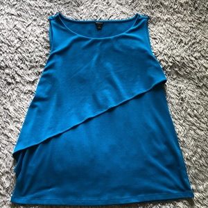Blue Ann Taylor Tiered Tank Blouse